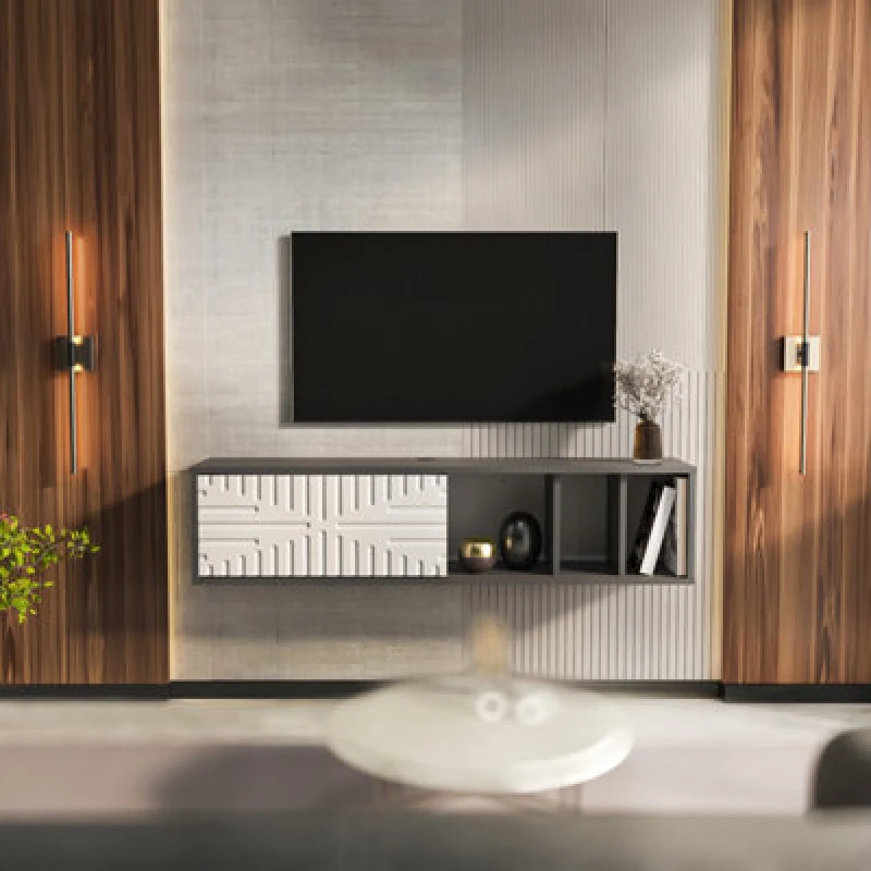 Image of Decorotika Modern Teo Floating TV Unit Anthracite And White