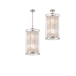 Image of Guilford 2 Tier Ceiling Pendant, 3+3 Light E14, Polished Nickel, Clear