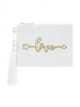 Image of Monsoon Lulu Love Embellished Bridal Zip Top Clutch - Ivory