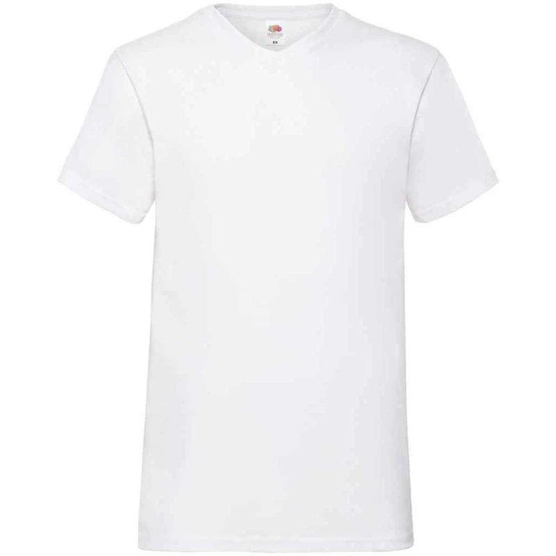 Image of Fruit Of The Loom Fruit of the Loom Men Valueweight V Neck T-Shirt in White Size: Small White S Male 5063470466009