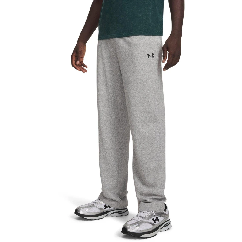 Image of Under Armour Mens Rival LW Pant Open Hem Fleece Joggers Grey/Black male S