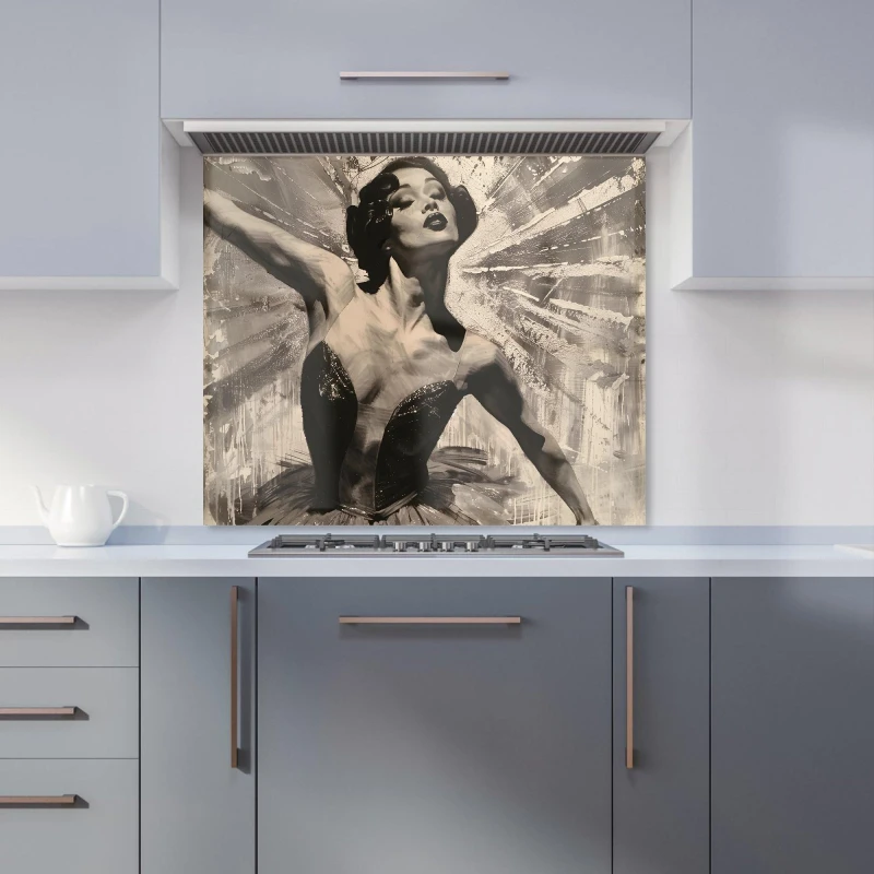 Image of Warren Reed - Designer 1920s Ballerina Radiance Kitchen Splashback Size: 700mm x 650mm Multicolor Unisex 700mm x 650mm