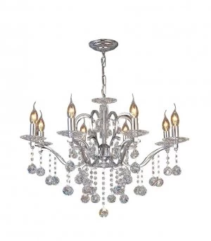 Image of Ceiling Pendant Chandelier 8 Light Polished Chrome, Crystal