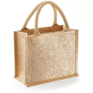 Image of Westford Mill - Shimmer Jute Mini Gift Bag (Pack of 2) (One Size) (Natural Gold)