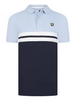 Image of Lyle & Scott Boys Short Sleeve Yoke Stripe Polo - Chambray Blue