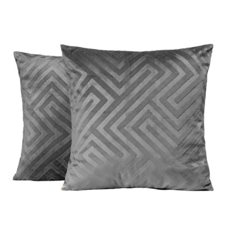 Image of OHS OHS 2 x Matte Geo Velvet Cushion Covers Soft in Charcoal Size: 45cm x 45cm Charcoal 45cm x 45cm Unisex 5027434166671