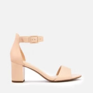 Image of Clarks Womens Deva Mae Leather Block Heeled Sandals - Nude - UK 5