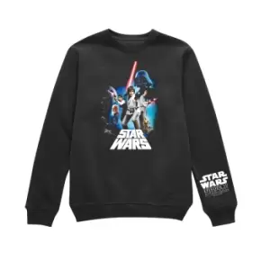 Image of Star Wars - A New Hope - 45th Anniversary Retro Composition Sweatshirt - Black - S