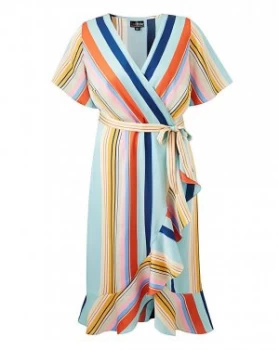 Image of Lovedrobe Striped Ruffle Wrap Dress