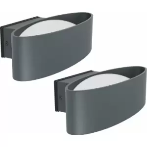 Image of Loops - 2 pack IP44 Outdoor Wall Light Anthracite Aluminium & Steel 10W led
