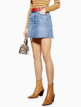 Image of Topshop Denim Mini Skirt - Blue