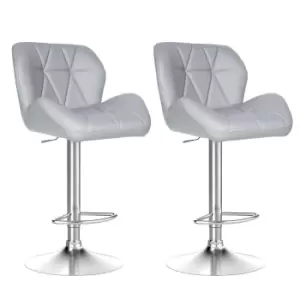 Image of Set of 2 Bar Stools,Swivel PU Leather Bar Chairs for Home&Kitchen(Grey)