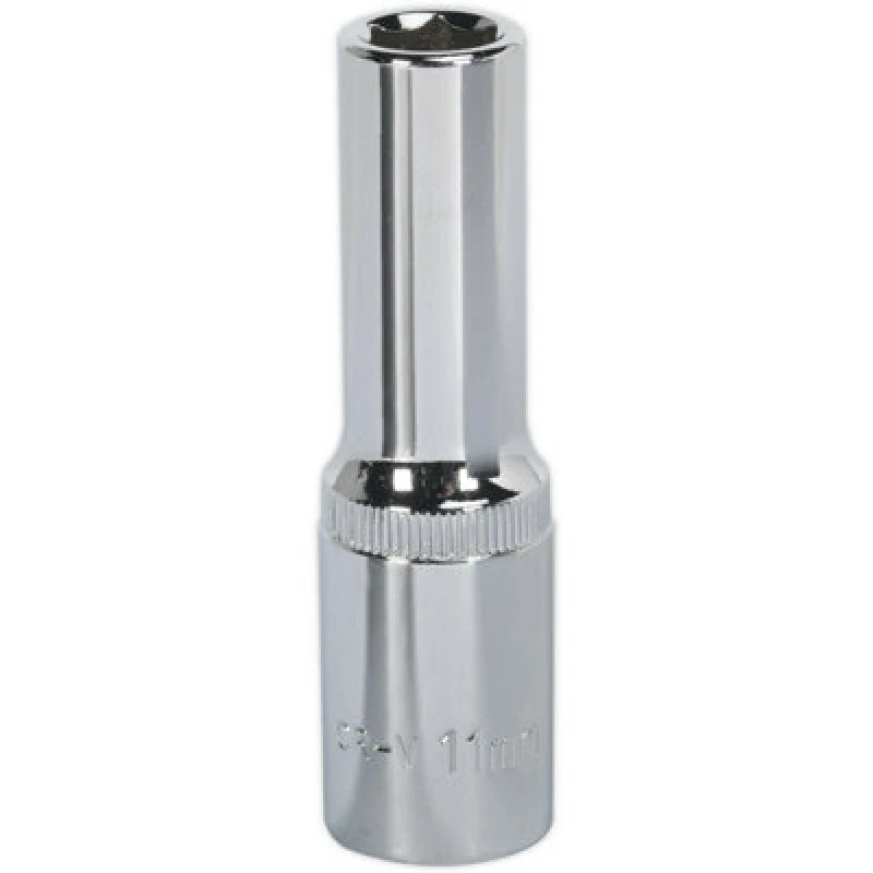 Image of Loops 11mm Forged Steel DEEP Drive Socket - 1/2" Square Drive Polished Chrome Vanadium Metallics