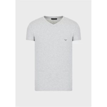 Image of Emporio Armani Icon Logo V Neck T Shirt - Grey