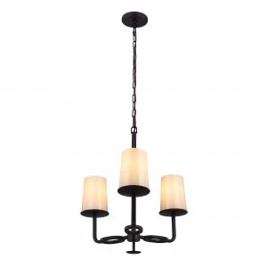 Image of Multi Arm Chandelier 3 Light Bronze Finish, E27