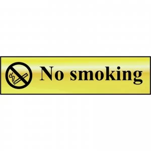 Image of Scan Brass Effect No Smoking Sign 200mm 50mm Standard