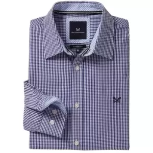 Image of Crew Clothing Mens Classic Micro Gingham Shirt Ultramarine Medium