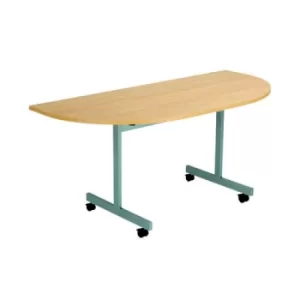 Image of D-End Tilt Table 1600 x 800mm Nova Oak/Silver KF822516