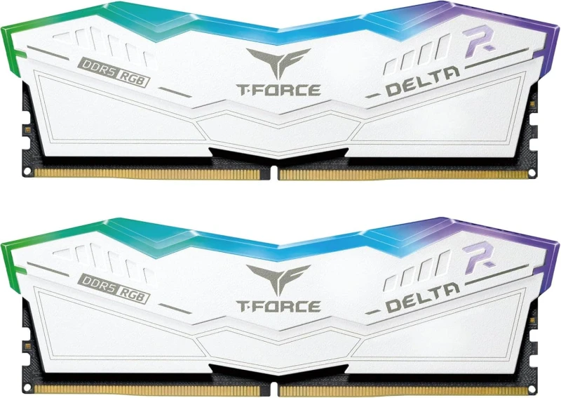 Image of TeamGroup T-Force Delta RGB 64GB (2x32GB) 6000MHz C38 DDR5 AMD EXPO & Intel XMP 3.0 Memory Kit - White - FF4D564G6000HC38ADC01