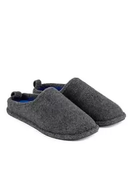 Image of Totes Isotoner Isotoner Felt Mule Slippers with Contrast Lining & Sock Slipper - Grey, Size 11, Men
