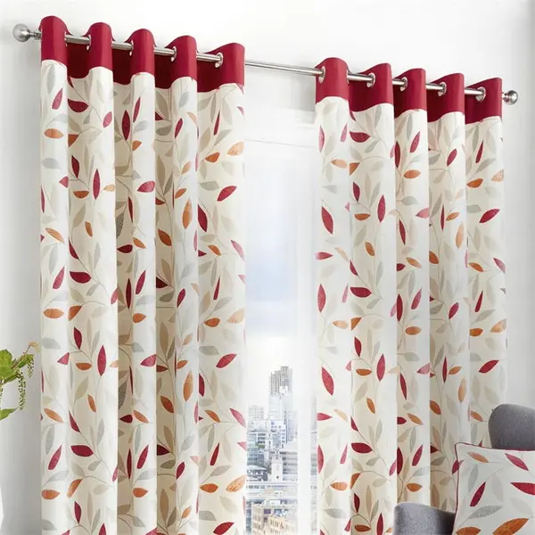 Image of Fusion Beechwood 100% Cotton Pair of Eyelet Curtains Eyelet Curtains 46x54in Red 76465908046