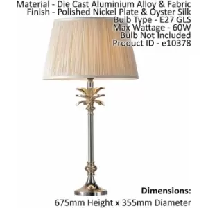Image of Table Lamp Polished Nickel Plate & Oyster Silk 60W E27 Base & Shade e10378