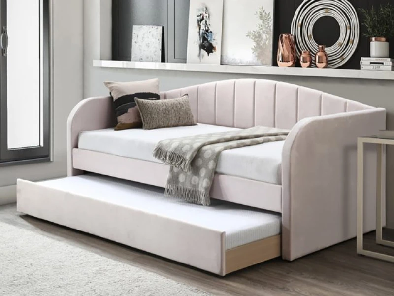 Image of Flintshire Fabric Pink Guest Bed Frame - 3ft Single