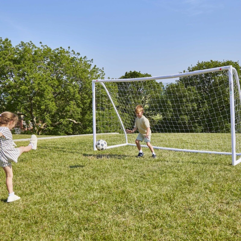 Image of OutdoorToys Portable PVC Locking Football Goal with Nylon Net - 12ft x 6ft in White White Unisex