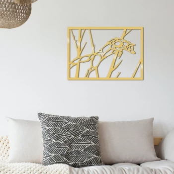 Image of Wolf Metal Decor - Gold Gold Decorative Metal Wall Accessory