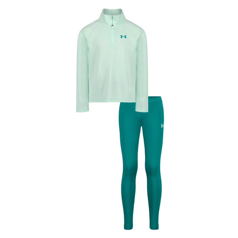 Image of Under Armour Kids Quarter-Zip Poly Tracksuit Green/Teal female 3 - 4 Years