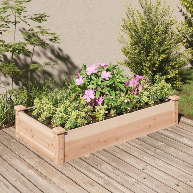 Image of vidaXL Raised Bed with Liner 120x60x25cm Solid Wood Fir, Brown 364289