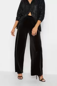 Image of Petite Velvet Wide Leg Trousers