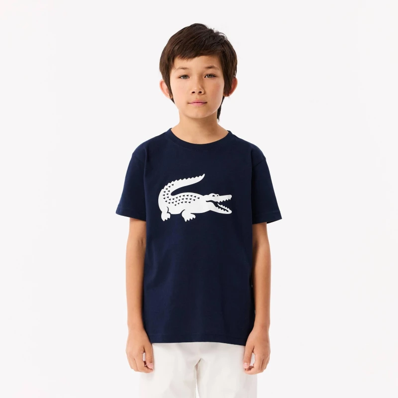 Image of Lacoste Large Logo T Shirt - Blue Blue 7 - 8 Years