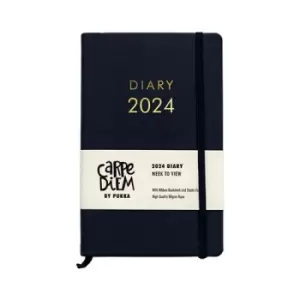 Image of Pukka Pad Carpe Diem 2024 Diary Week To View Softcover 130x210mm Black 9806-CD