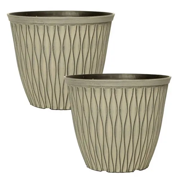 Image of YouGarden Pair of Laval Planters (20cm) - Ebony Grey 17x20x20cm Grey 40117602000