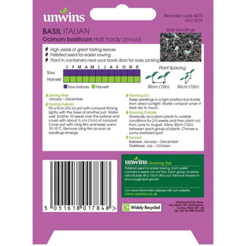 Image of Unwins Herb Basil Italian