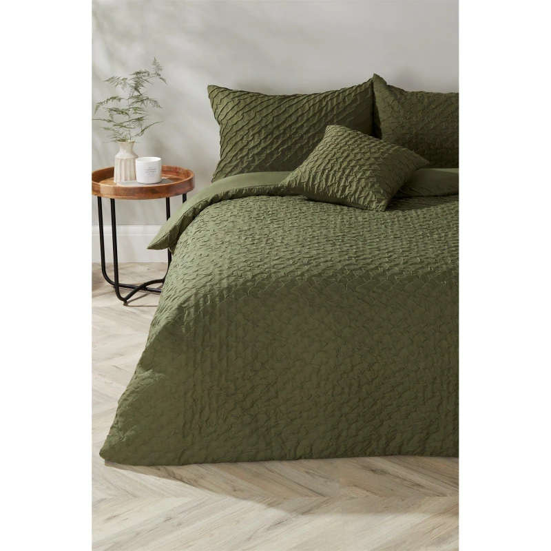 Image of Homelife Michigan Crinkle Duvet Set - Green Green Single