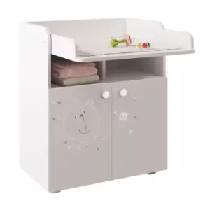 Image of Baby Changing Board Cupboard With Storage 1270 Teddy Print And White