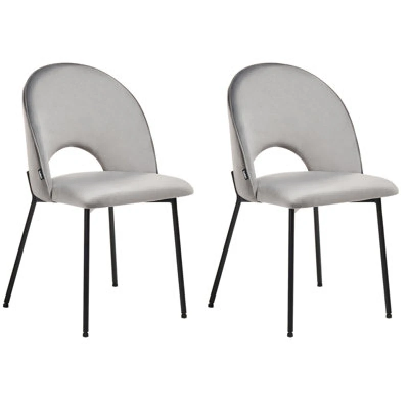 Image of Beliani Set Of 2 Dining Chairs Covelo Velvet Grey