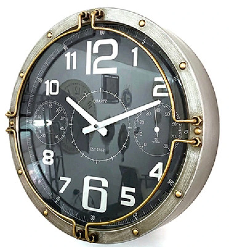 Image of MSL 40CM WALL CLOCK - Brass Fittings - Black Clock Face - Requires 1 X AA Battery
