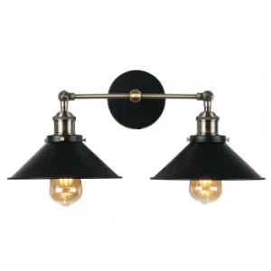 Image of Colonial Black and Antique Brass Twin Wall Light