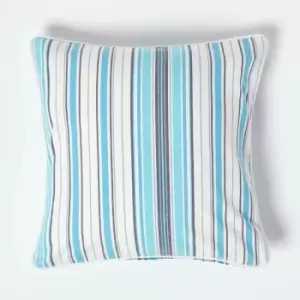 Image of Cotton New England Stripe Cushion Cover, 45 x 45cm - Blue - Homescapes
