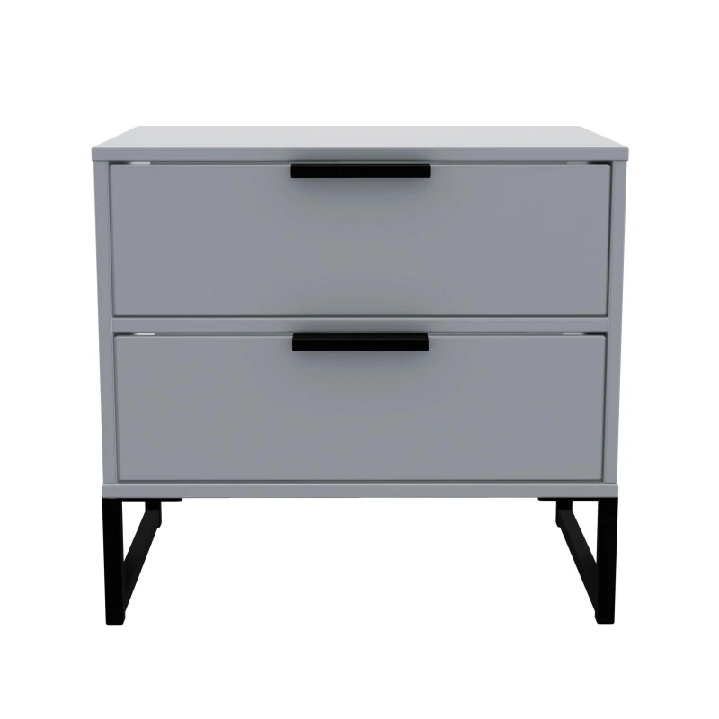 Image of Madrid 2 Drawer Bedside Cabinet In Dusk Grey (Ready Assembled)