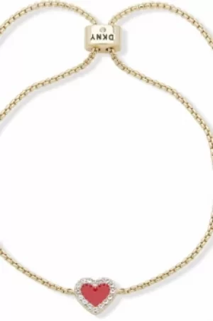 Image of DKNY Jewellery Gold Coloured Pave Heart Slider Bracelet 60558339-887