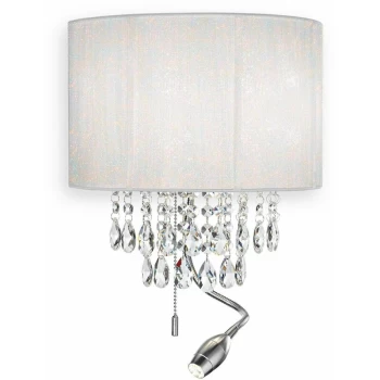 Image of Ideal Lux Opera - LED 3 Light Indoor Wall Light Chrome, Crystals And White Shade, E14
