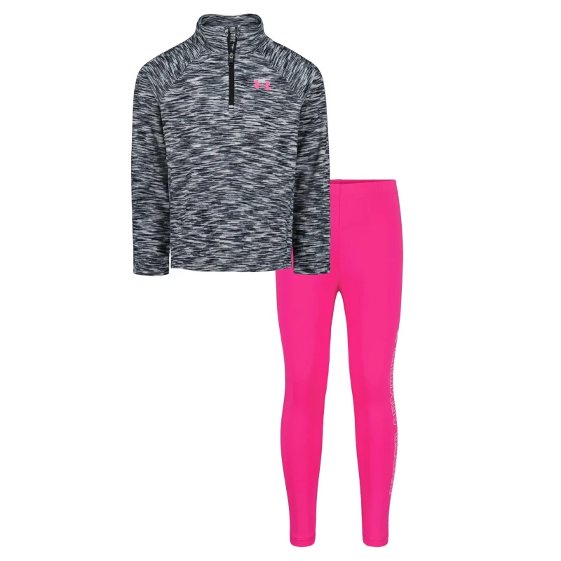 Image of Under Armour Kids Quarter-Zip Poly Tracksuit Grey/Pink female 2 - 3 Years