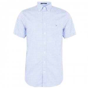 Image of Gant Gant Short Sleeve Broadcloth Gingham Shirt - Pale Blue 468
