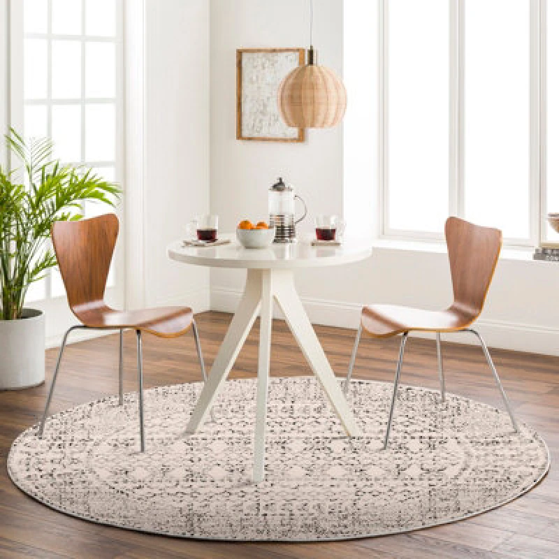 Image of Livabliss Round Scandi Geometric Light Grey Olimpia Area Rug 160 X 160 Cm - Easy Care, Non Shedding, Ideal For Living Room & Bedroom