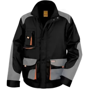 Image of Result Mens Work-Guard Lite Workwear Jacket (Breathable And Windproof) (XL) (Black / Grey / Orange) - Black / Grey / Orange