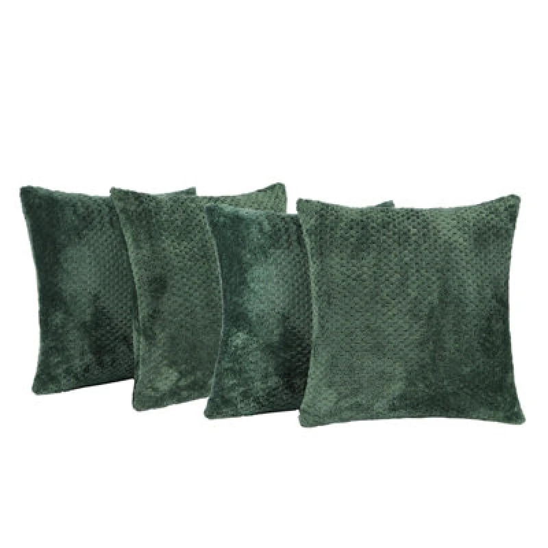 Image of OHS OHS 4 Pack of Waffle Fleece Square Cushion Covers in Dark Green Size: 45cm x 45cm Dark Green 45cm x 45cm Unisex 5027434155873